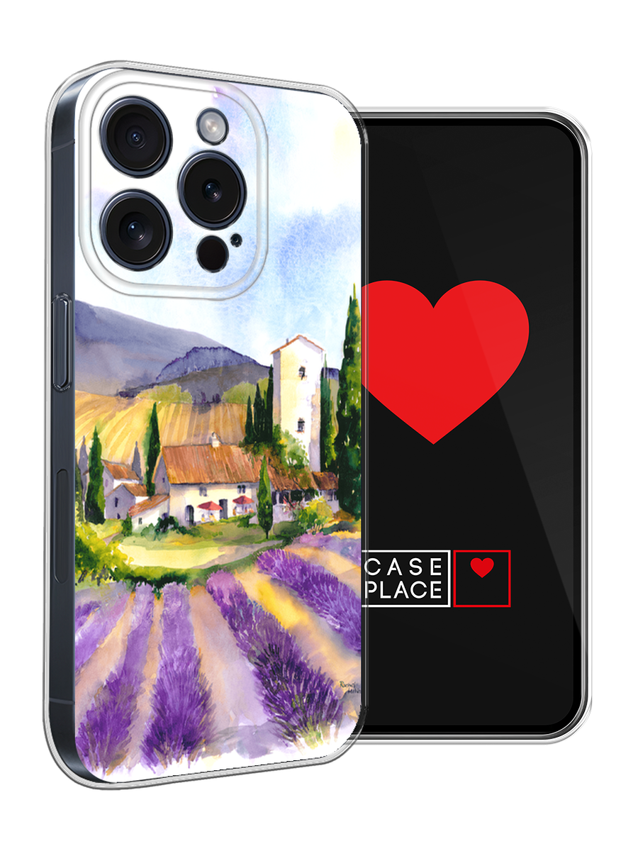 Чехол на Apple iPhone 15 Pro / Айфон 15 Про с принтом Лавандовые поля — фото 1