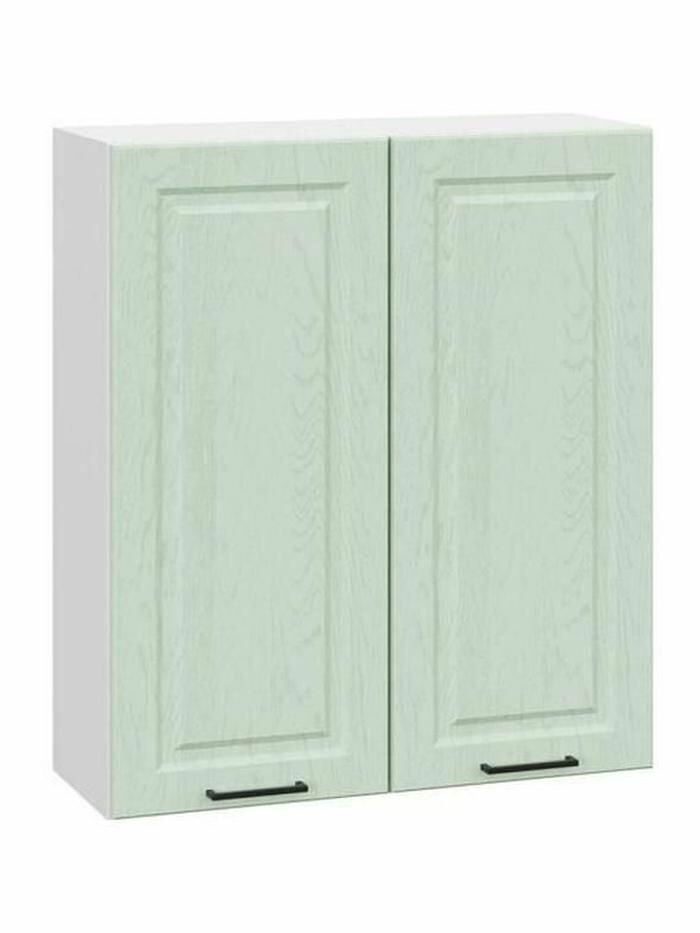 Кухонный модуль навесной шкаф Шервуд с доводчиками с полками 80х29.6х91 см Белый / Шато мята