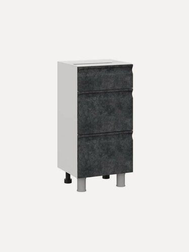 Изображение товара Кухонный модуль напольный, стол узкий Велюр с ящиками, 40х34.6х82.4 см, Белый / Бетон графит