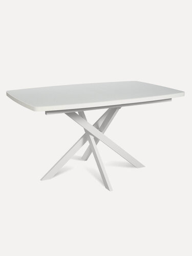 Изображение товара Стол стеклянный раздвижной DALLAS 140 WHITE GLASS W на металлокаркасе, столешница закаленное стекло, цвет белый (глянец), 140(180)х85 см