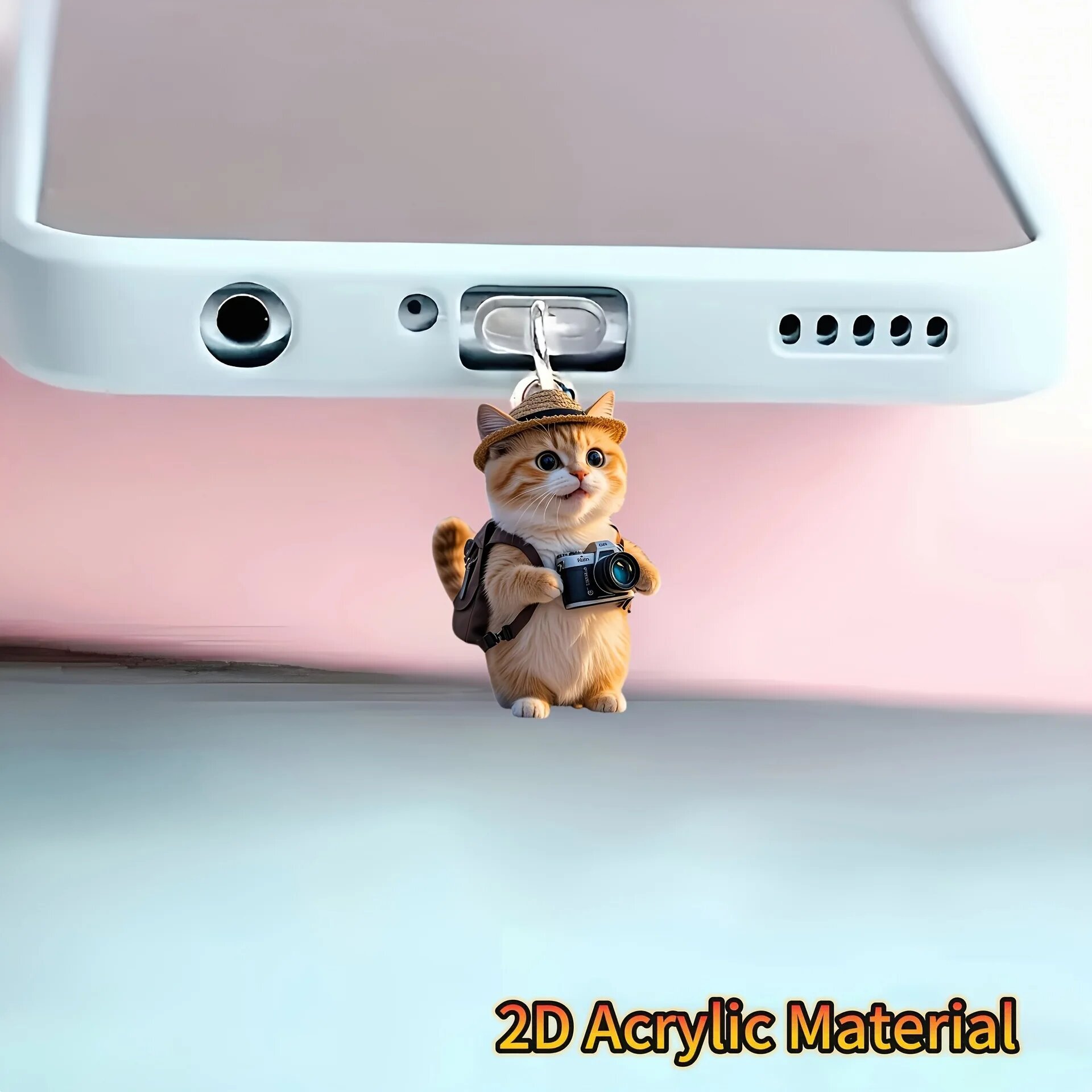 Милая 2D акриловая плоская пылезащитная заглушка с изображением кота для разъема молнии Iphone и овального разъема Type-C, пылезащитная заглушка, подвесное украшение, For Type-C — фото 1