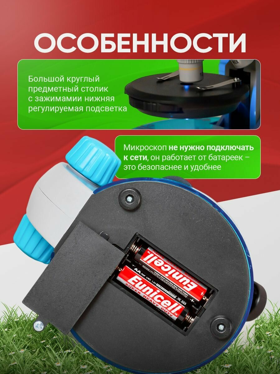 Микроскоп Levenhuk LabZZ M101 Azure Лазурь детский биологический микроскоп — фото 1