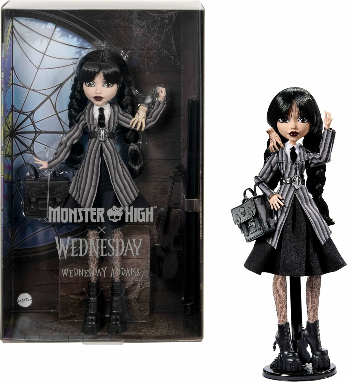 Monster High x Wednesday Коллекционная кукла Уэнсдэй (форма Nevermore Academy с Тином)