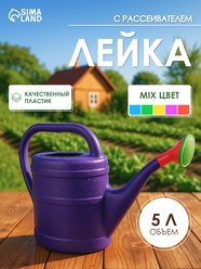 Лейка садовая, 5 л, с рассеивателем, носик d = 30 мм, цвет микс