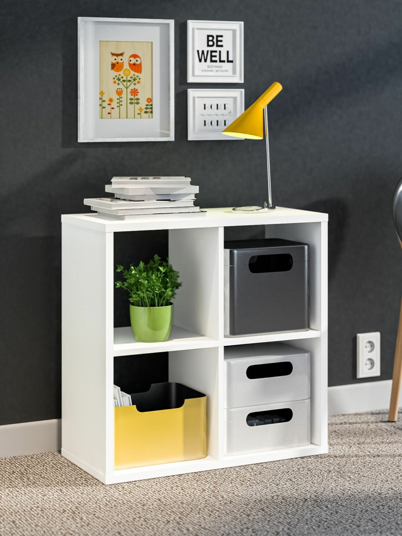 Стеллаж столплит Кито СБ-3241 для хранения ДСП Белый 71*71*34 см.