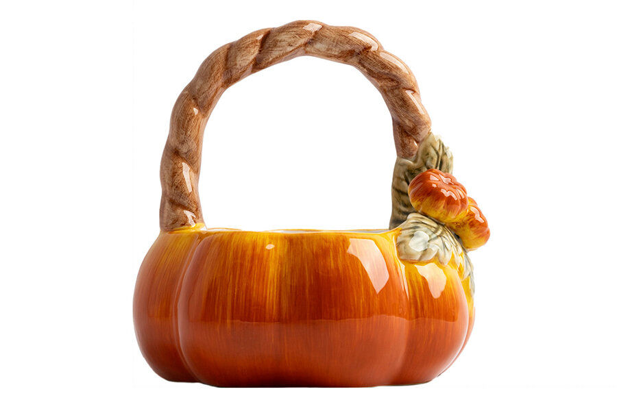 Конфетница 21х21 см керамика оранжево-зеленая Тыква Bright pumpkin