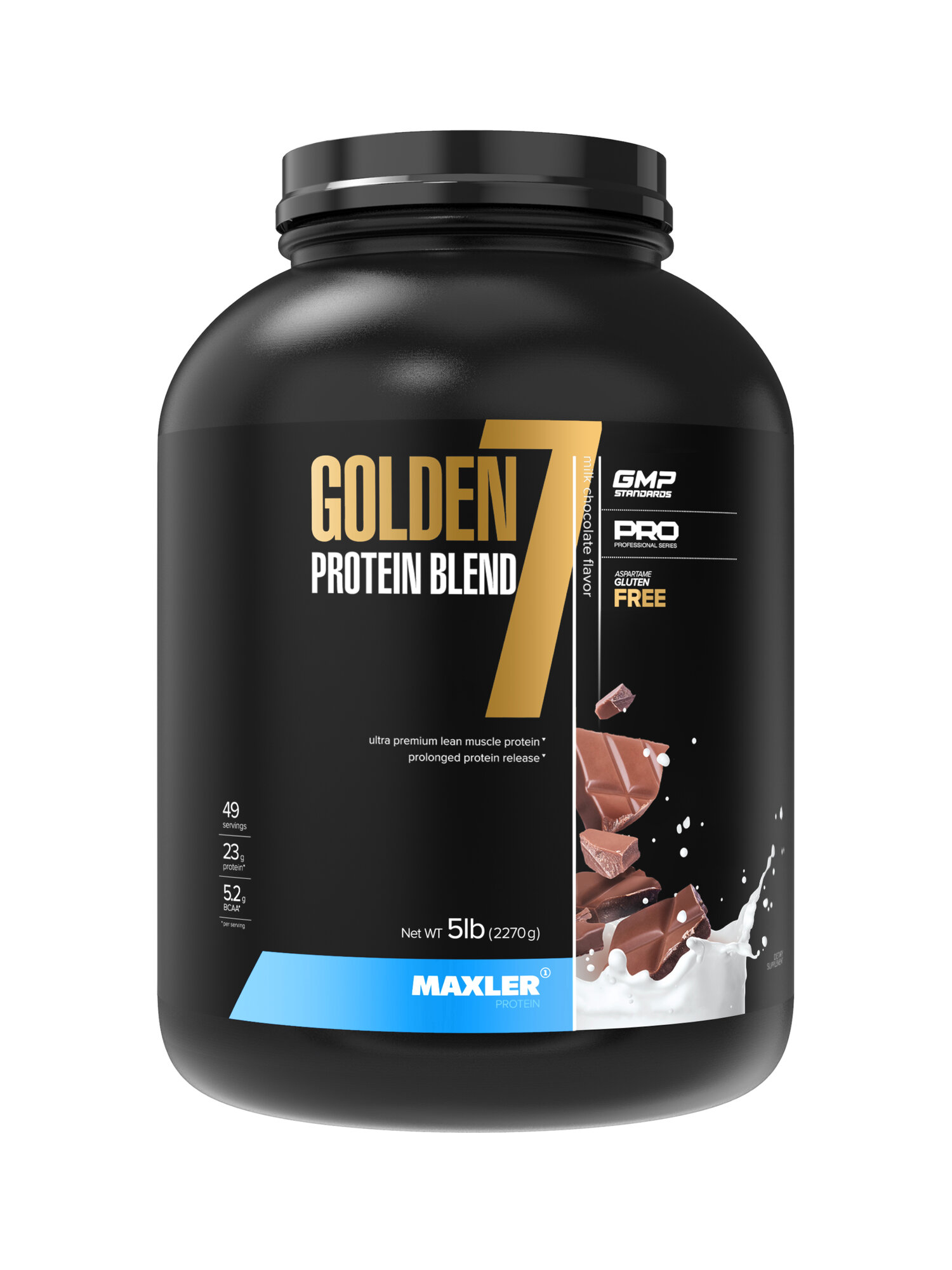 Протеин многокомпонентный Maxler Golden 7 Protein Blend 5 lb 2270 г - Молочный шоколад