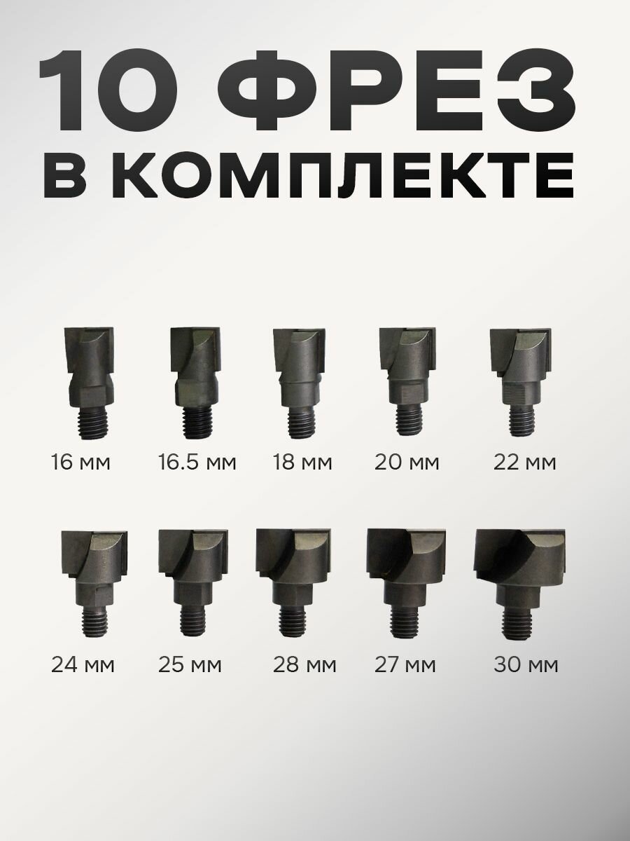 Шаблон для врезки дверных замков TOOLYARD, 10 фрез в комплекте — фото 1