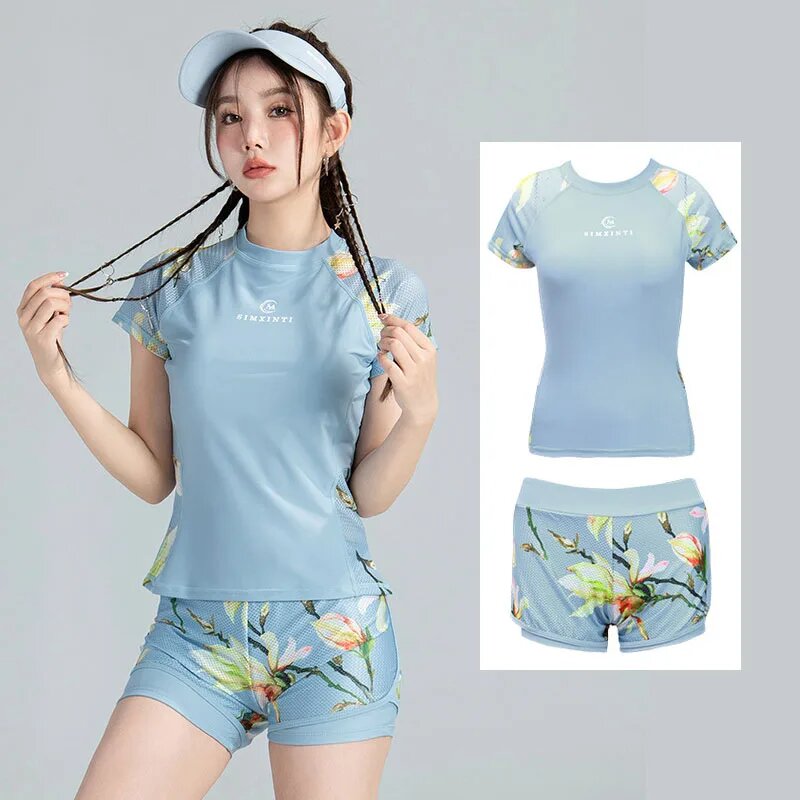 BSwemek Женский Рашгард Купальник Нейлон Полиэстер Спандекс