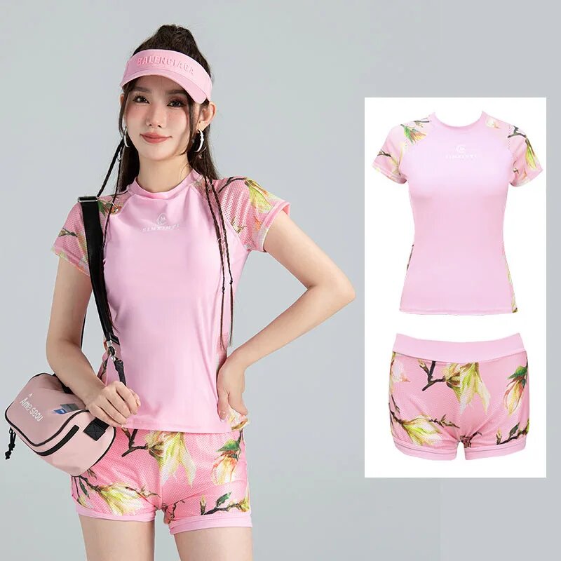 BSwemek Женский Рашгард Купальник Нейлон Полиэстер Спандекс