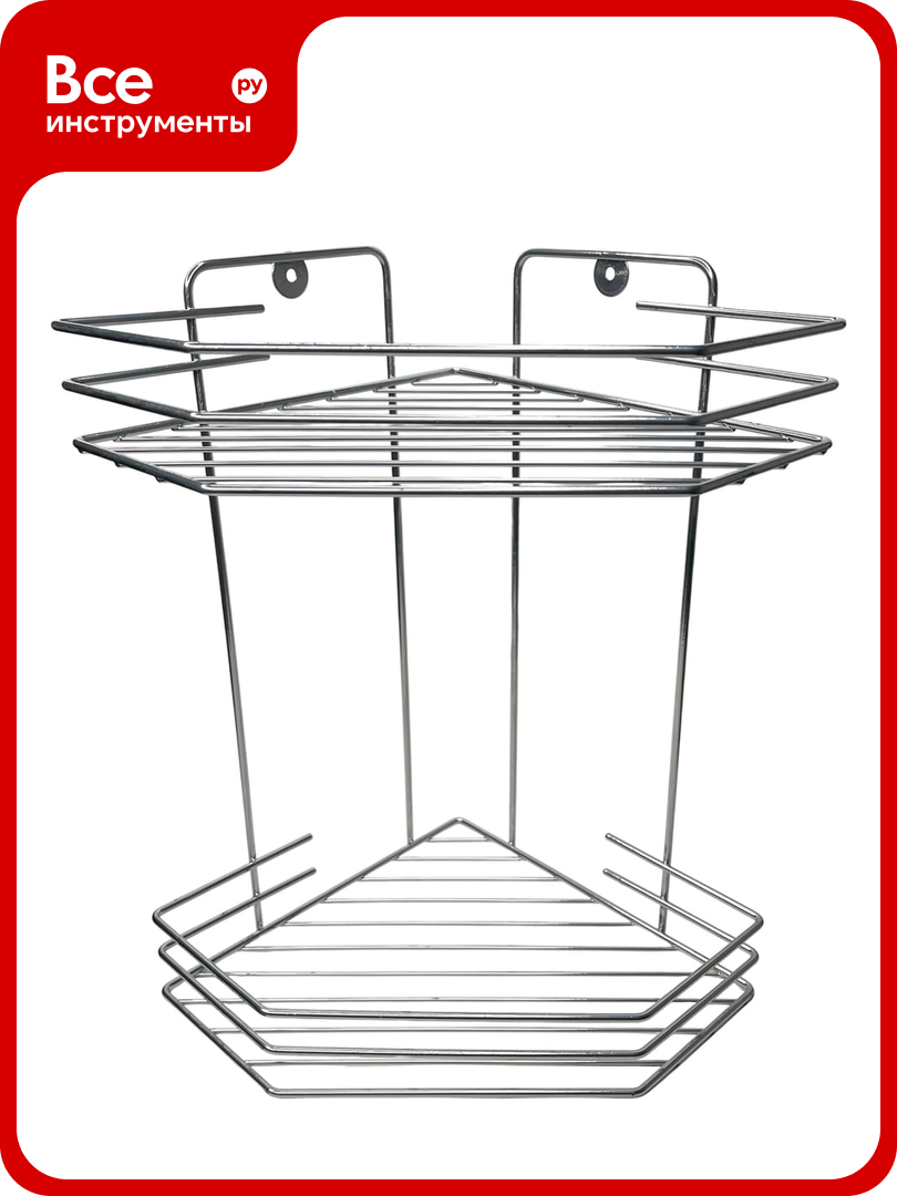 Полка в ванную EUROHOUSE 2-х секционная угловая 205х205х315 см хром 14322