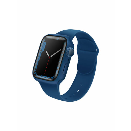 Uniq для Apple Watch 7 45 mm чехол Legion +9H Curved glass Blue