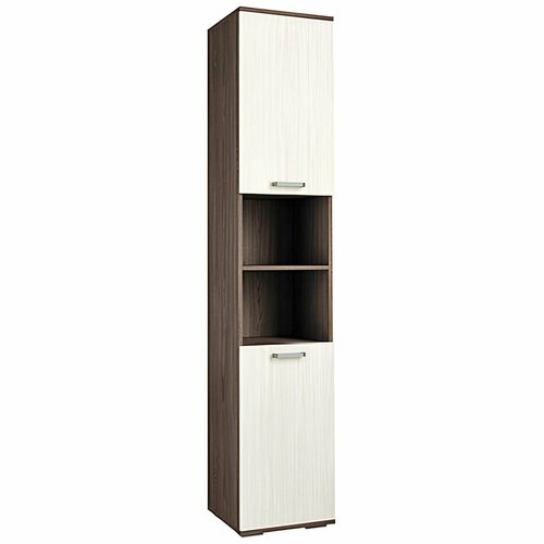 Шкаф пенал Бриз-5 от Астрид-Мебель с полками и 2 дверцами, 40х36х202 см, цвет Анкор темный/Анкор белый