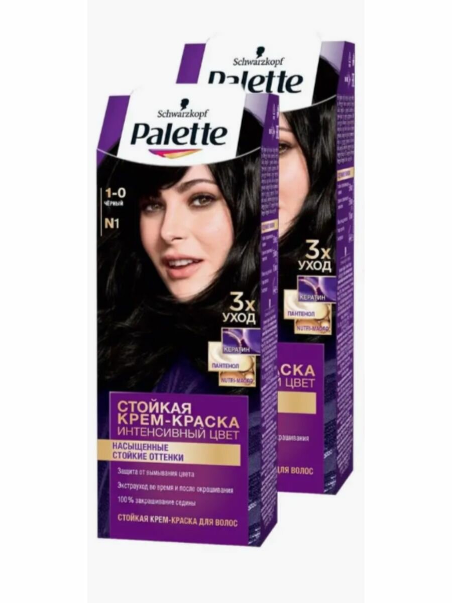 фото Palette - Крем-краска для волос тон 1-0 Черный 110 мл