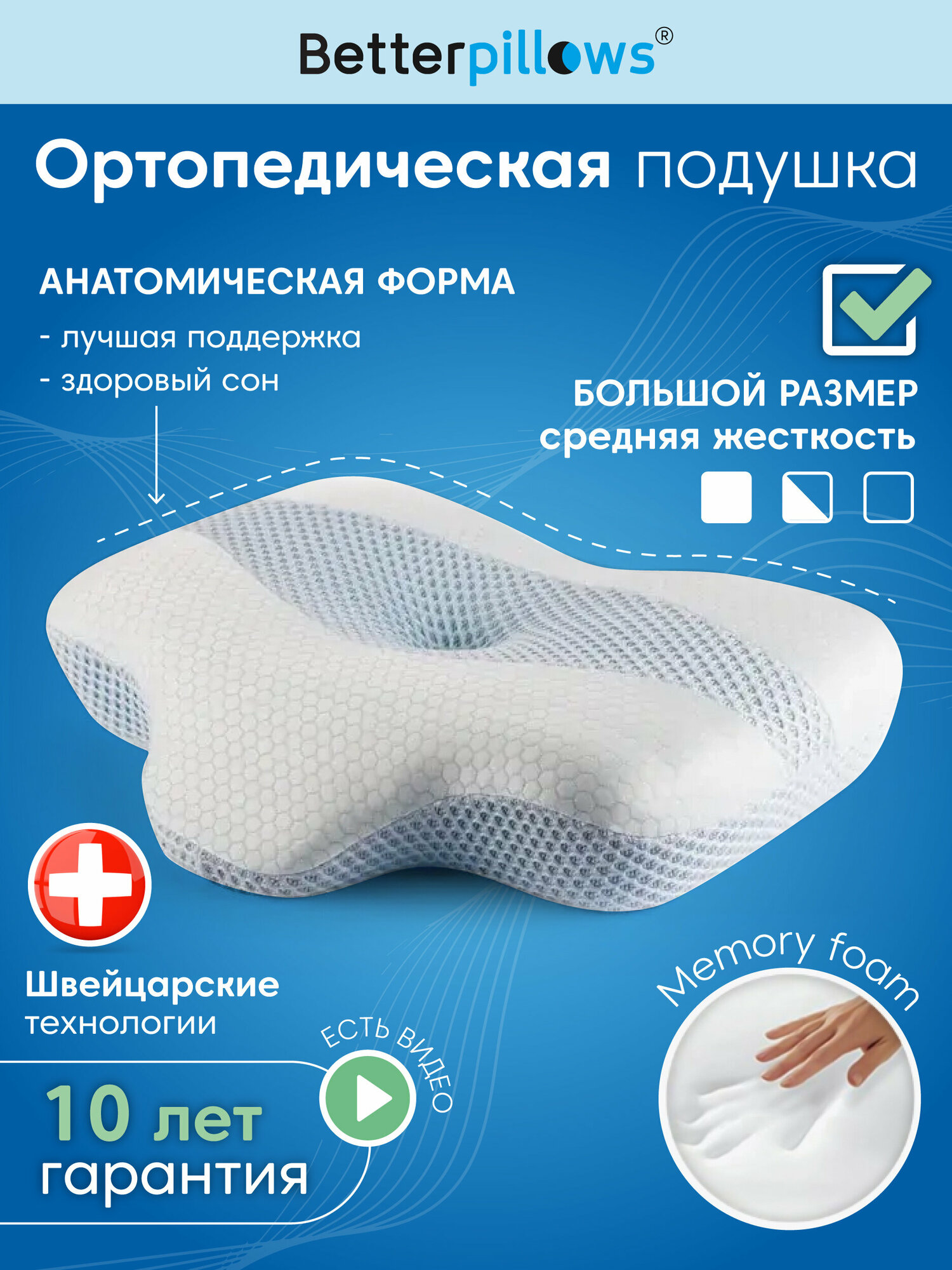 фото Подушка ортопедическая с охлаждающем эффектом