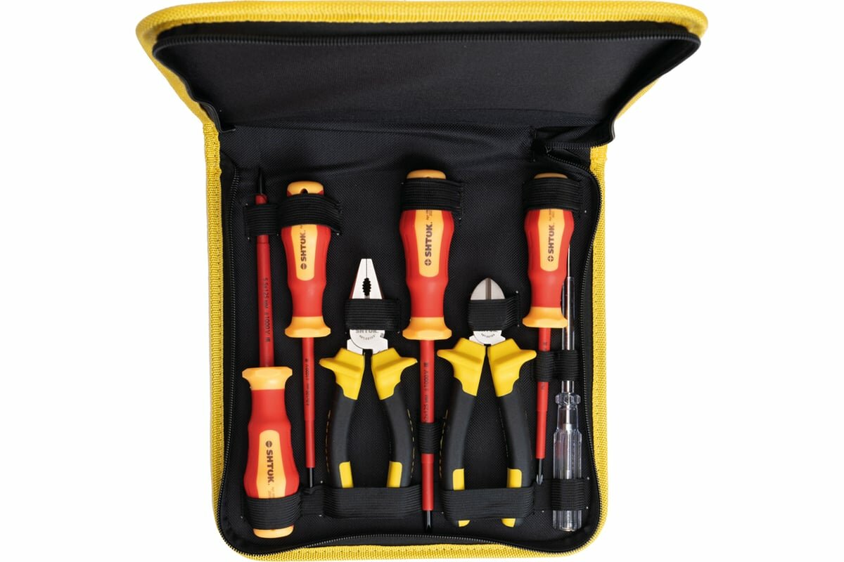 SHTOK Набор изолированных диэлектрических инструментов №4 07204 для электромонтажа