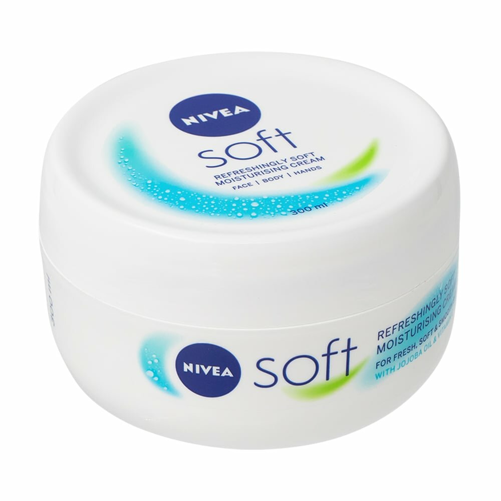 NIVEA Интенсивный увлажняющий крем NIVEA Soft для лица, рук и тела с маслом жожоба и витамином Е, 300 мл