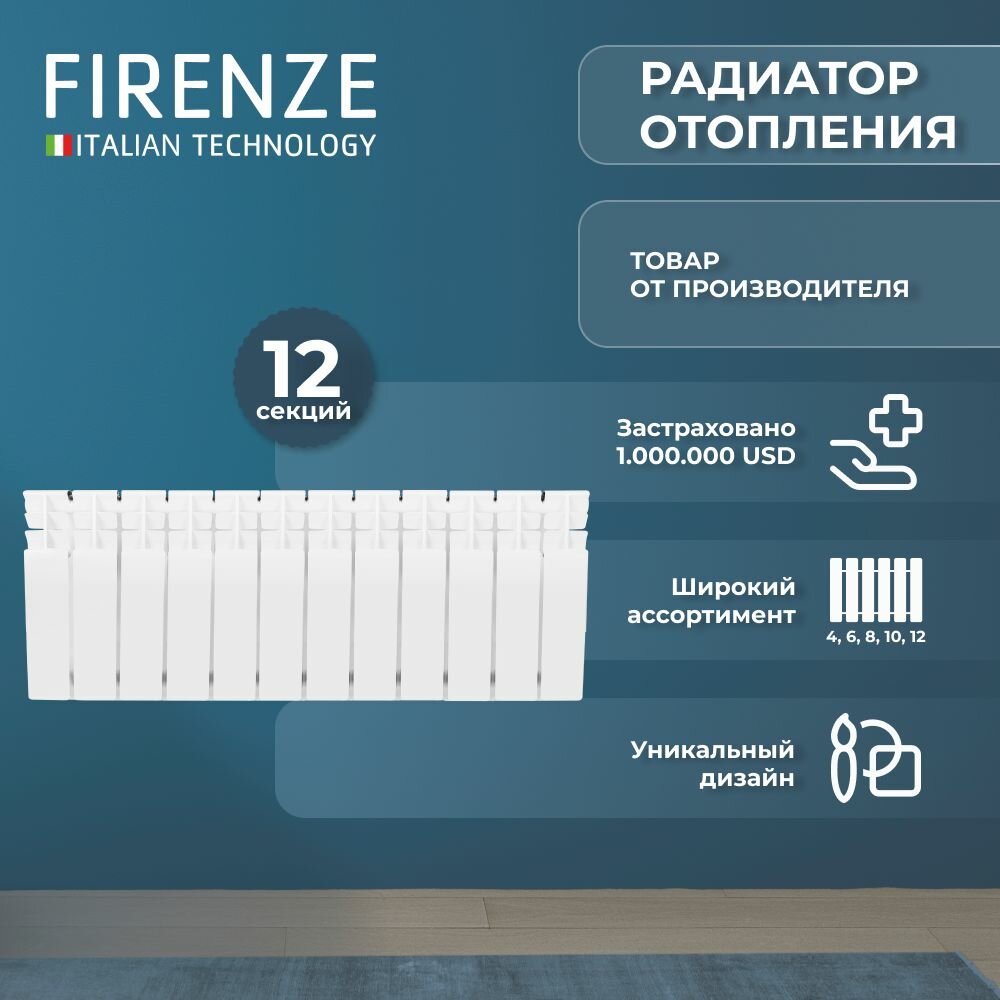 1000-1514/ Радиатор биметаллический FIRENZE BI 350/80 B41 (12 секции)