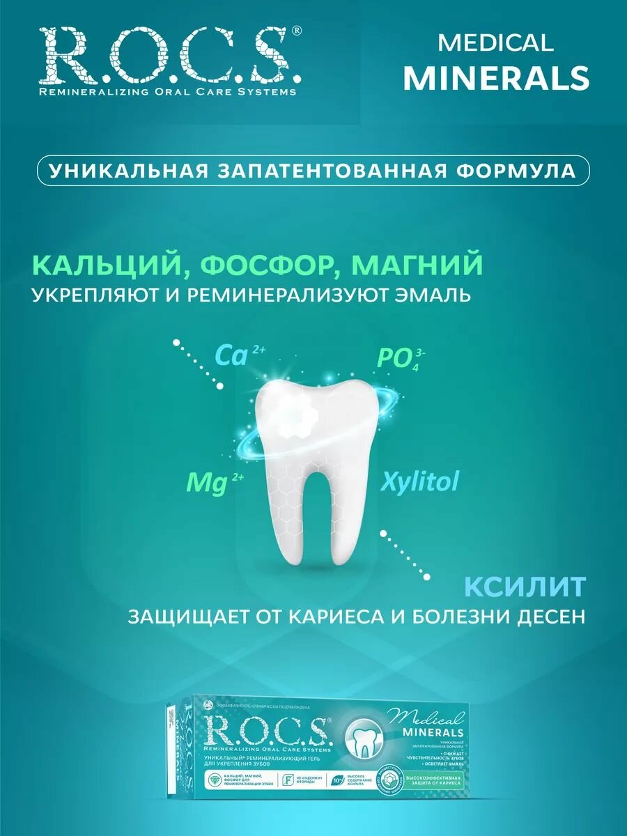 Изображение R.O.C.S. Гель для укрепления зубов Медикал Минералс 2шт по 45 гр