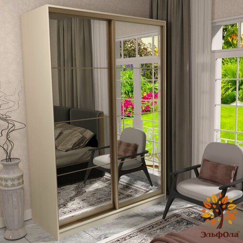 Изображение товара Шкаф-купе ЭльфОла "Квадро" 180*60*220 см, слоновая кость, фасады зеркало