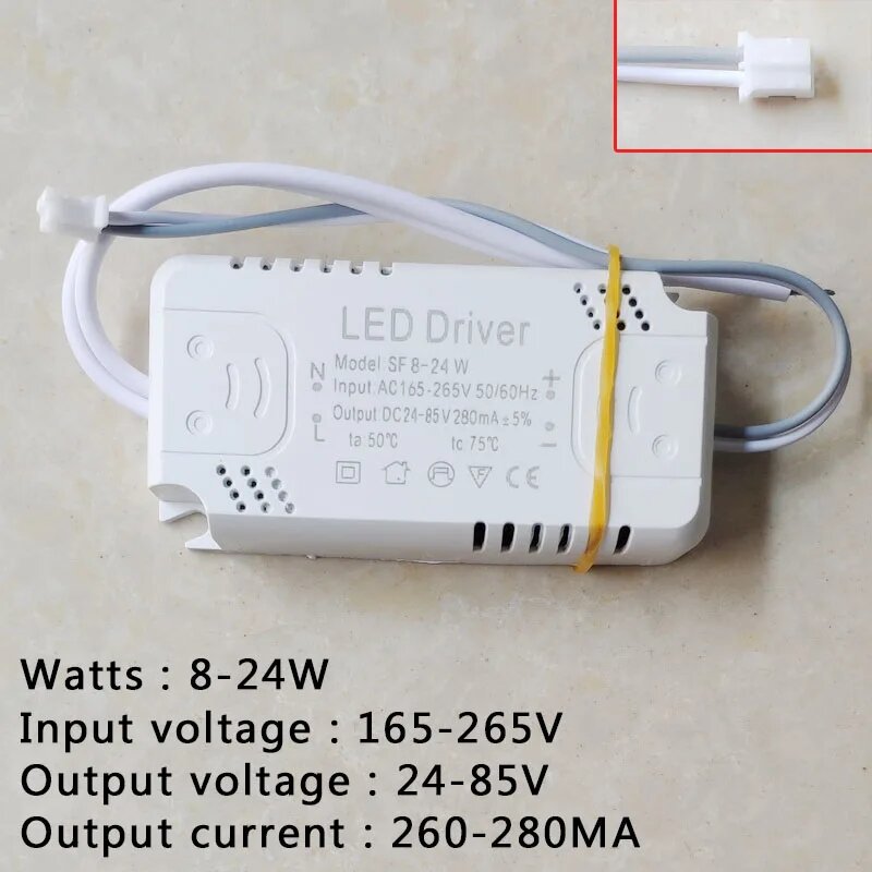 LED драйвер для светильников AC165-265V 8-80Вт, Белый
