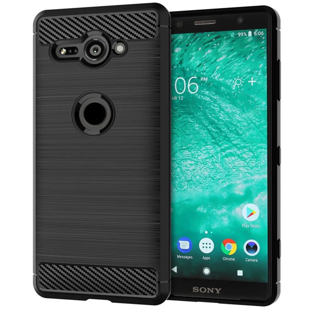 Чехол из углеродного волокна для Sony Xperia XZ2 Compact, полностью Мягкий силиконовый чехол для Sony XZ2Compact H8314 H8324, чехлы для телефонов, black, Sony XZ2 Compact