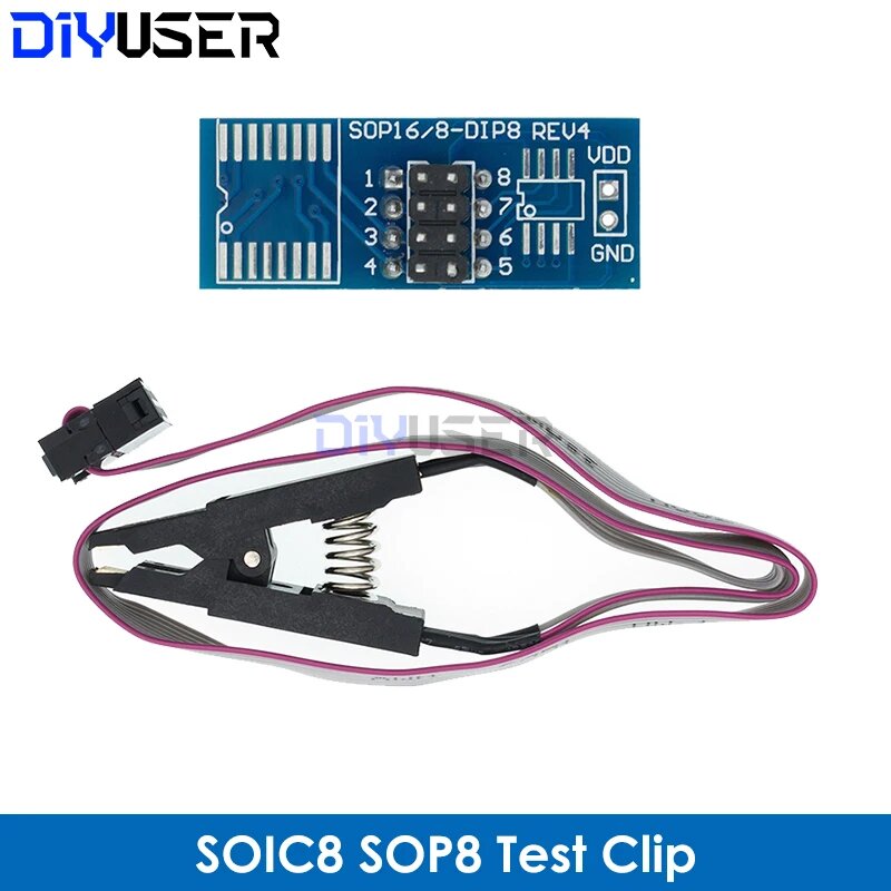DIYUSER USB программатор CH341A для EEPROM 24/25 series, SOIC8 SOP8 Test Clip