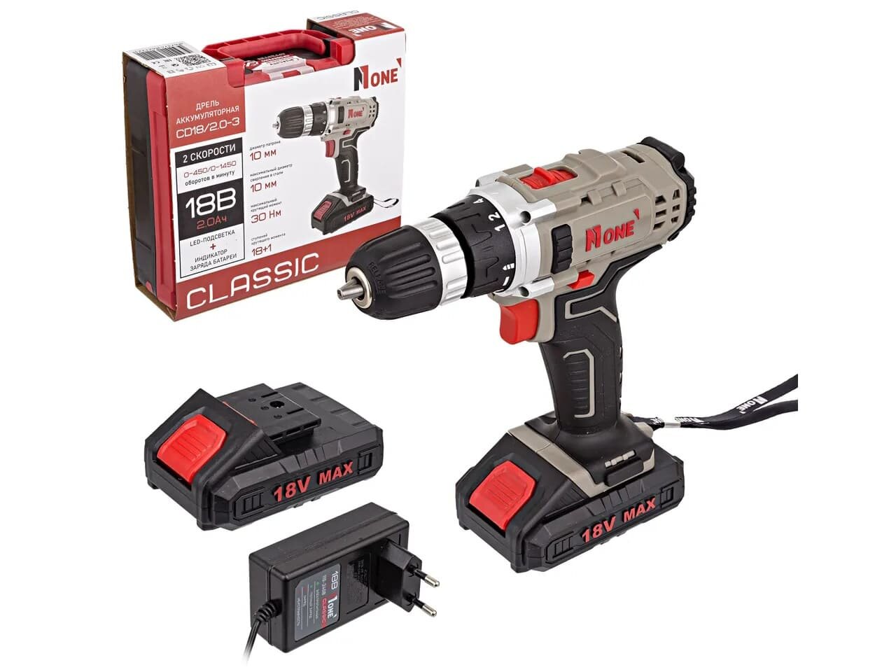 Дрель-шуруповерт Number One CD18/2.0-3 Classic (18 В, 2 А·ч, 2 АКБ) — фото 1
