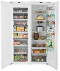 Встраиваемый холодильник Side-by-Side Scandilux SBSBI 524EZ (RBI 524EZ+FNBI 524E) No frost, белый