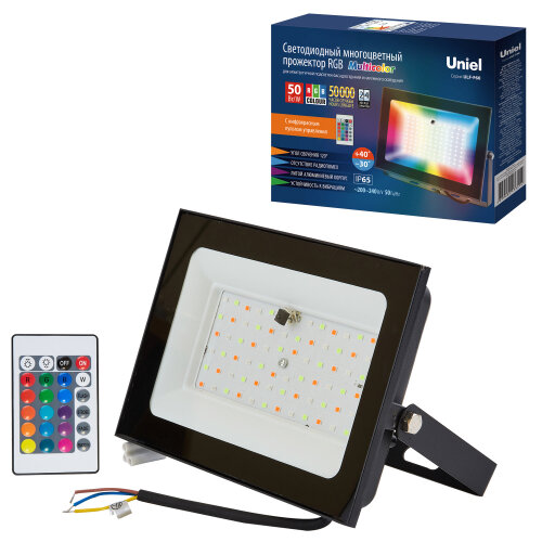 Светодиодный прожектор Uniel ULF-F60-50W/RGB IP65 200-240В BLACK N1