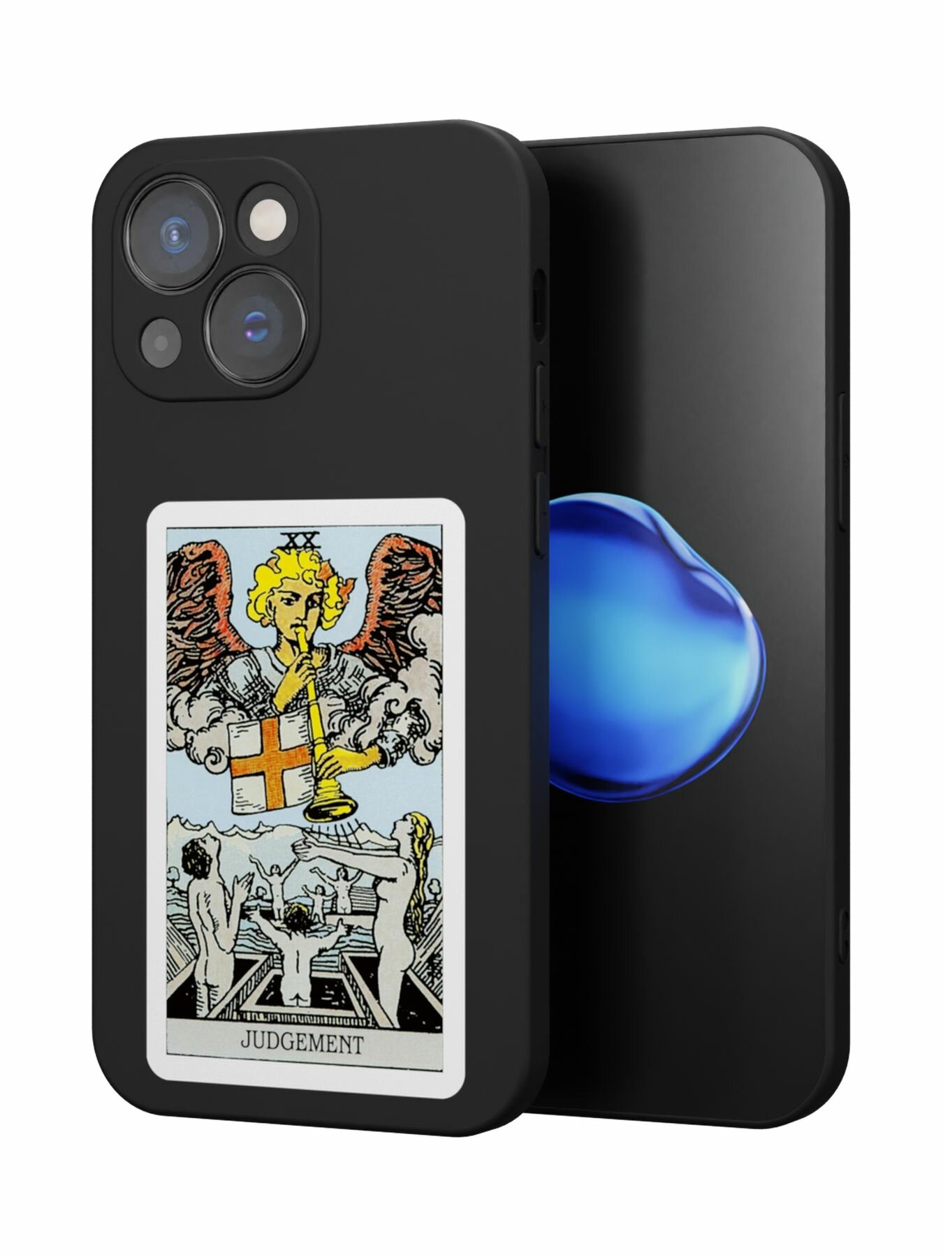 Силиконовый чехол DesignOnCase на iPhone 13 mini, защита камеры, черный, с принтом Judgement