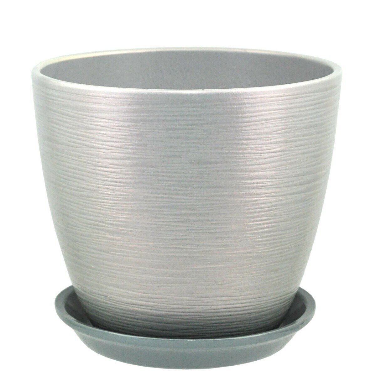 Цветочный горшок Сады Аурики  Бутон  Перламутр  серый  1 7 л  диаметр 15 см  с поддоном