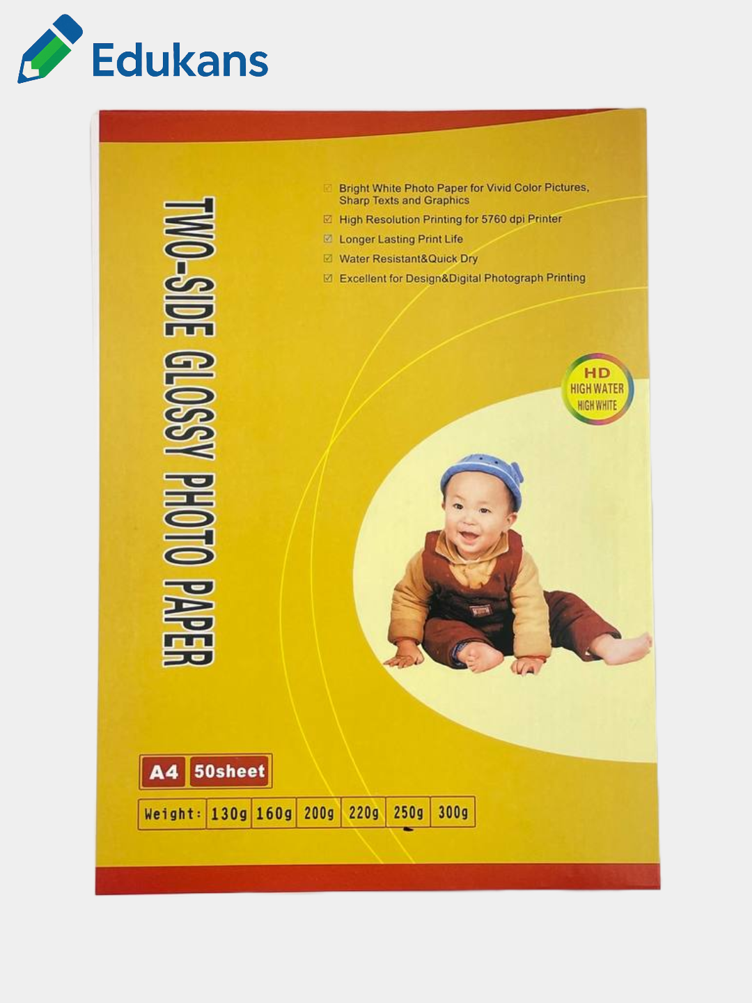 Фотобумага Глянцевая для принтера, двухсторонняя, А4, 250 гр/м², 50 шт/уп — фото 1