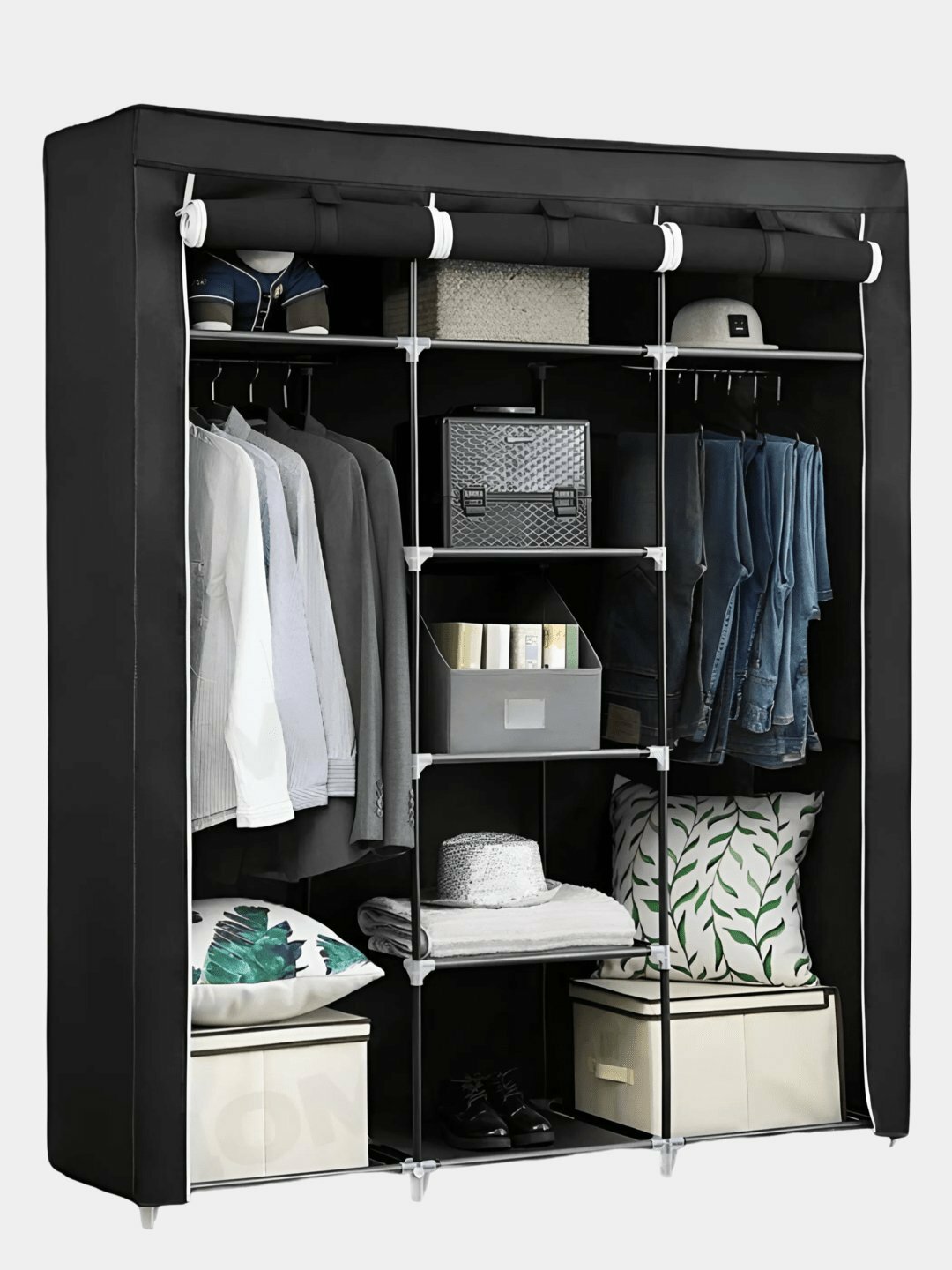 Mato shkaf, oyoq kiyim va boshqalarni saqlash organayzeri, garderob, 130 * 45 * 175 sm черный