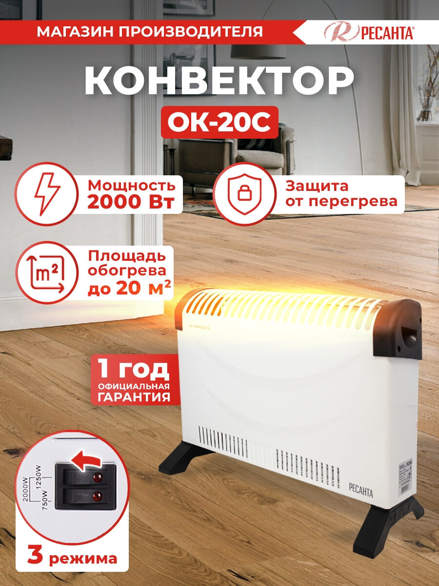 Конвектор Ресанта ОК-20С белый