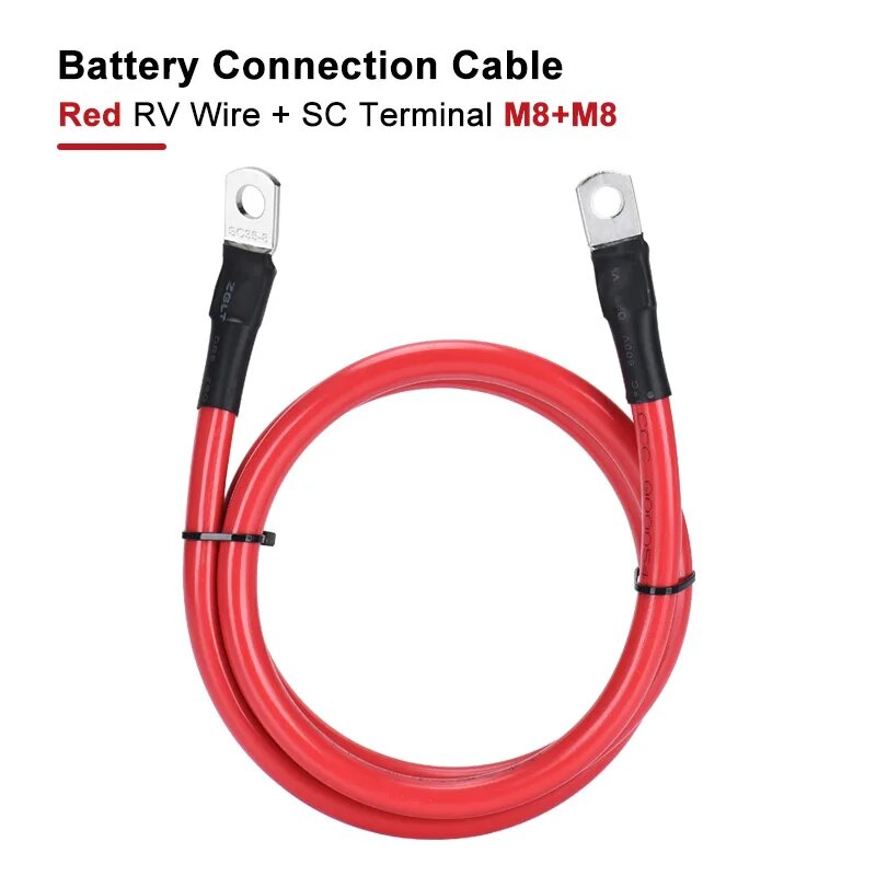 Кабель для подключения аккумулятора dihool RVSC медный 1/2/3/4/5 футов, Red, 8AWG-10mm2, 1FT-30CM