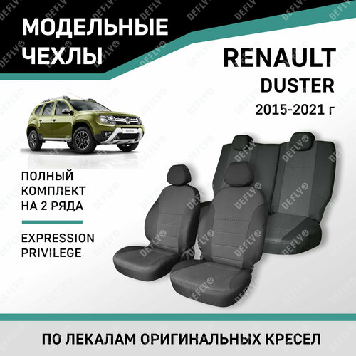 фото Модельные чехлы на сиденья defly renault duster 2015-2021 жаккард подходит только на комплектации expression, privilege