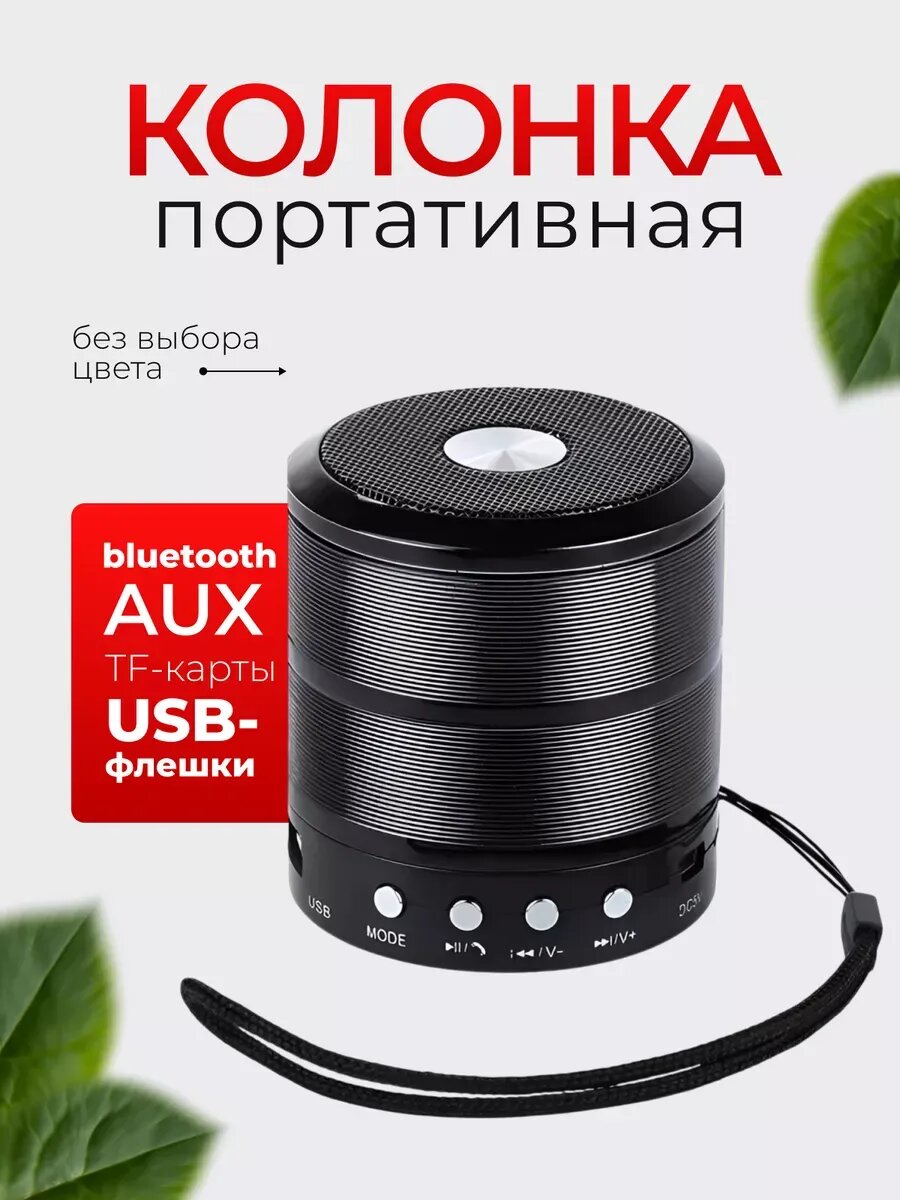 Портативная колонка Mini Speaker WS-887, Bluetooth, FM-радио, поддержка microSD