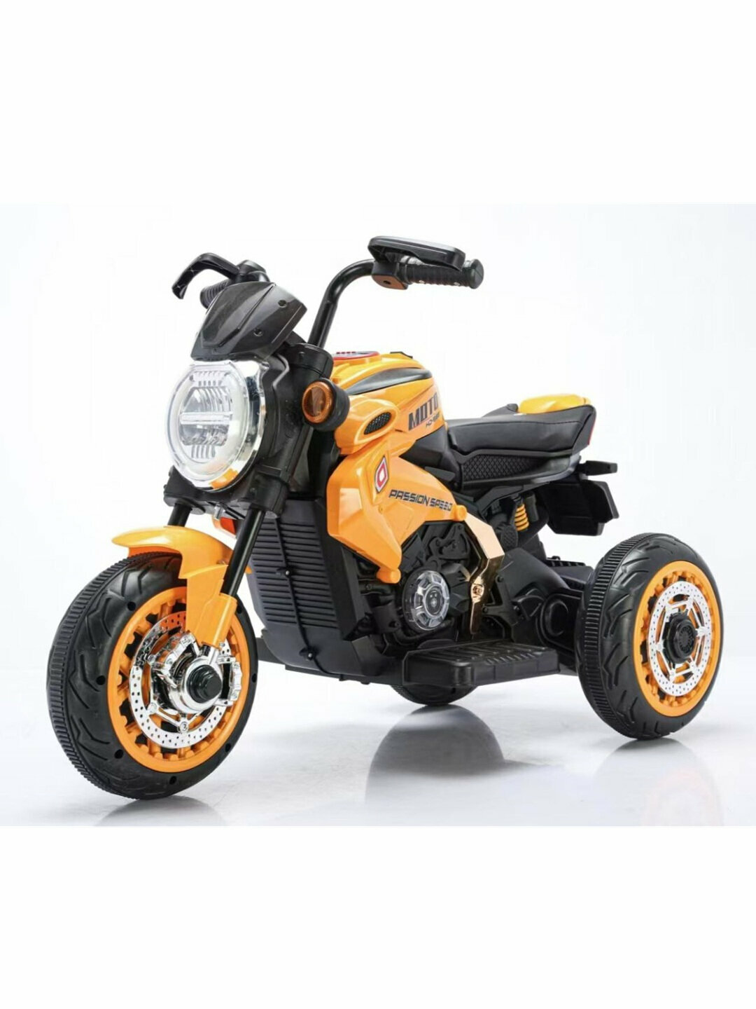 Электромотоцикл, питание от аккумулятора, максимальная нагрузка 30кг, 10км/ч, желтый — фото 1