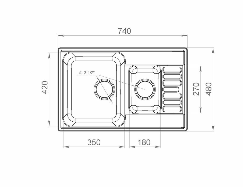 Кварцевая кухонная мойка LEX - фото №3