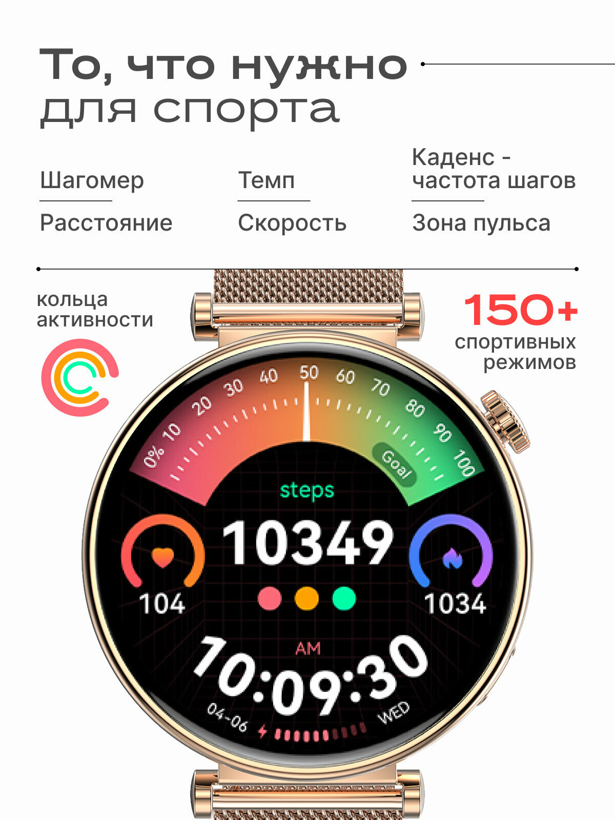 Смарт часы женские круглые, умные часы наручные с функцией звонка для iOS и Android, водонепроницаемые — фото 1