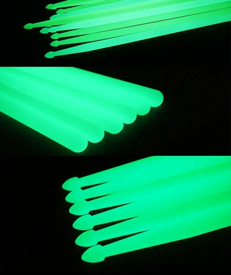 Барабанные палочки 5A, светящиеся в темноте, нейлоновые идеальный выбор для выступлений и репетиций в стиле рок, поп и джаз — фото 1