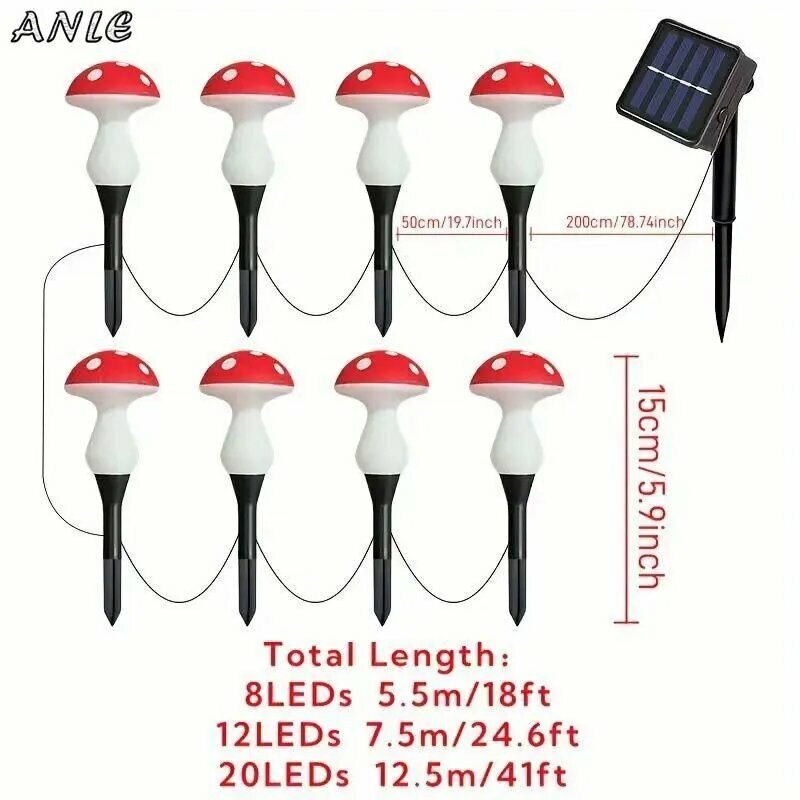 Светильник уличный на солнечных батареях, 8 LED, IP65, тёплый белый свет