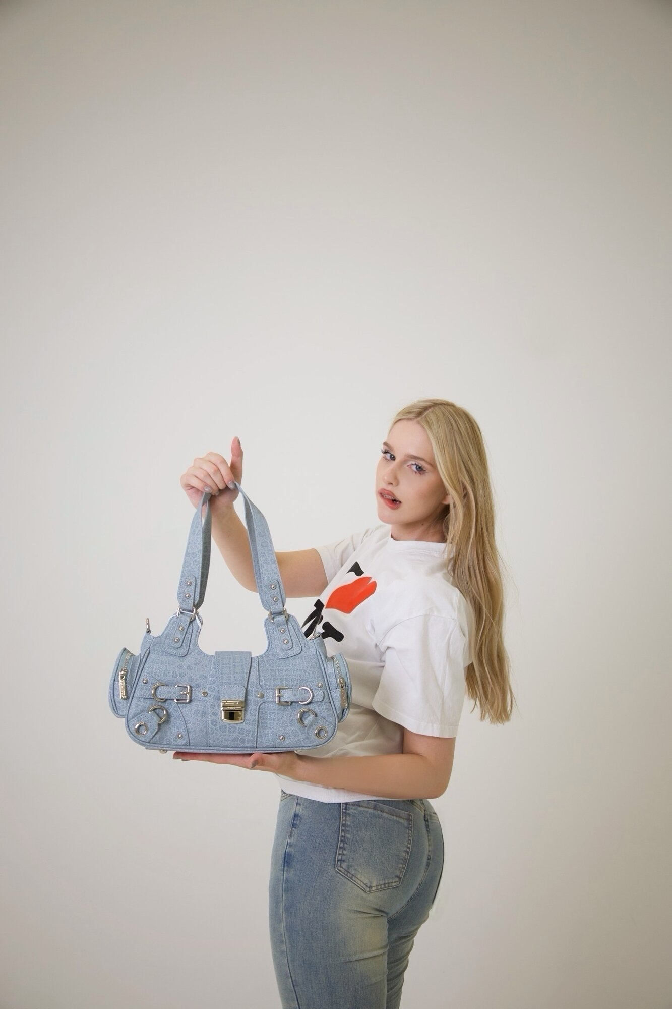 Сумка тоут CULTIVATOR, фактура бархатистая, под рептилию, рельефная, тиффани — фото 1