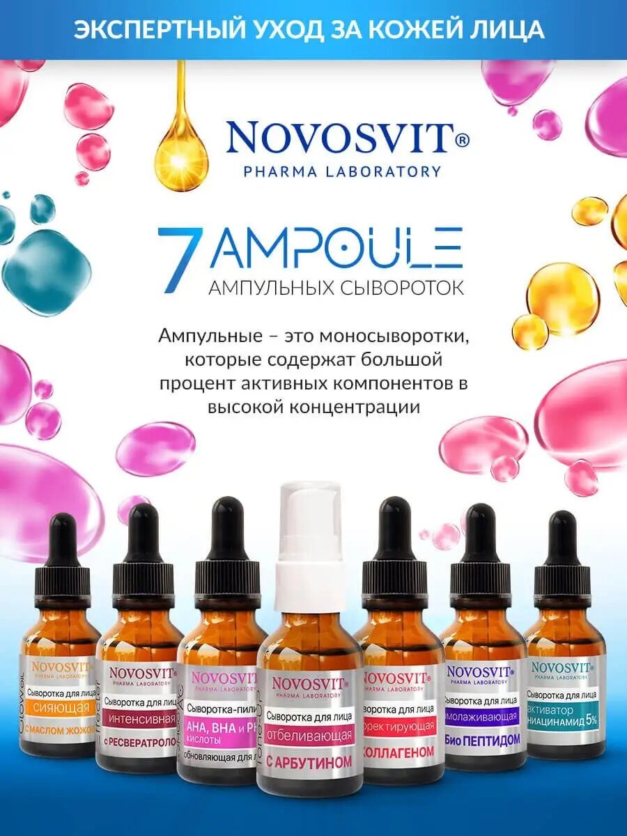 Novosvit Сыворотка "Ampoule Beauty Skin", с ниацинамидом 5%, для всех типов кожи, 25мл — фото 1