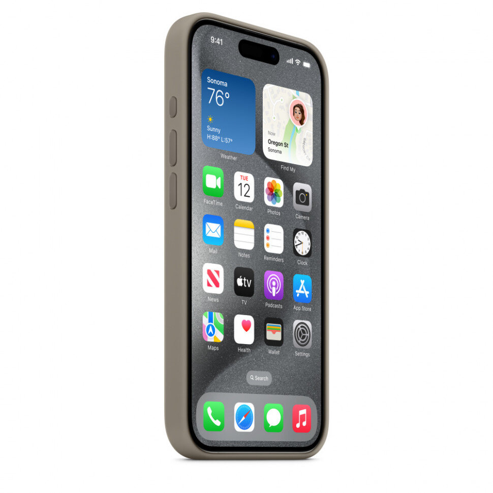 Чехол силиконовый MagSafe для iPhone 15 Pro Max Clay с анимацией NFC, Silicone case MagSafe для айфон 15 Про Макс титановый серый — фото 1