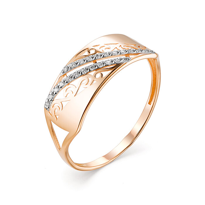 Кольцо, золото, 585 проба, фианит