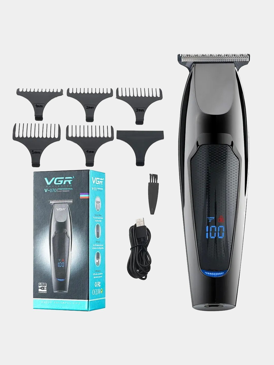 Машинка для стрижки VGR V-070, питание от USB, нержавеющая сталь — фото 1