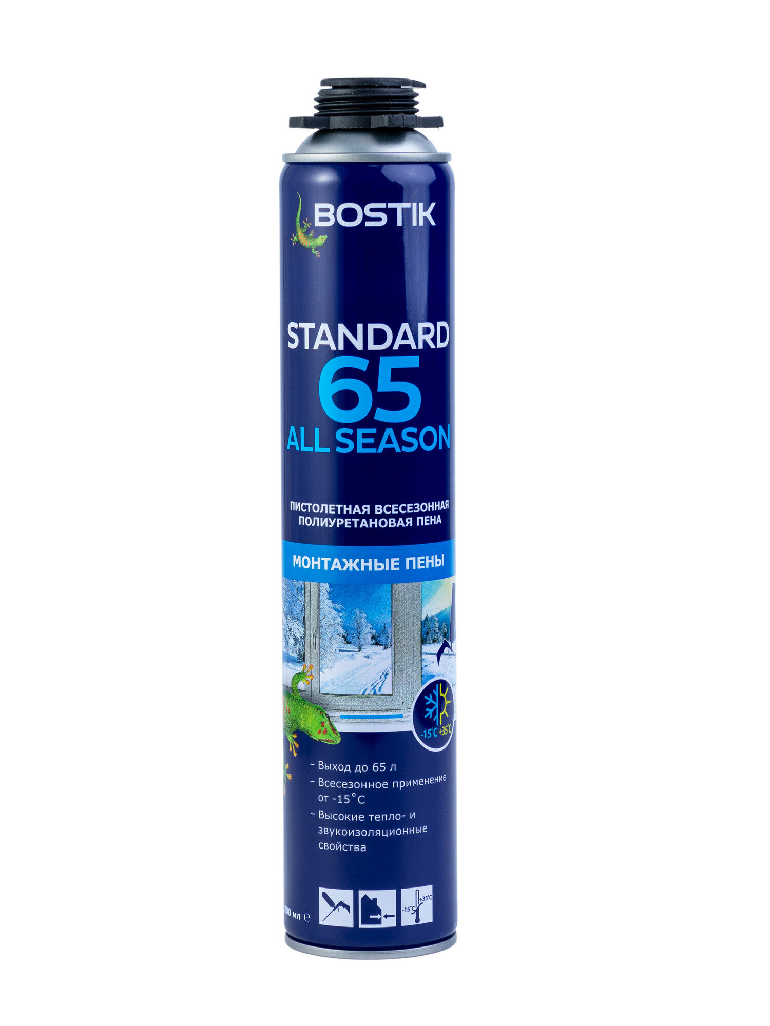 Пена Bostik Standard 65 All Season пистолетная полиуретановая всесезонная 750 мл