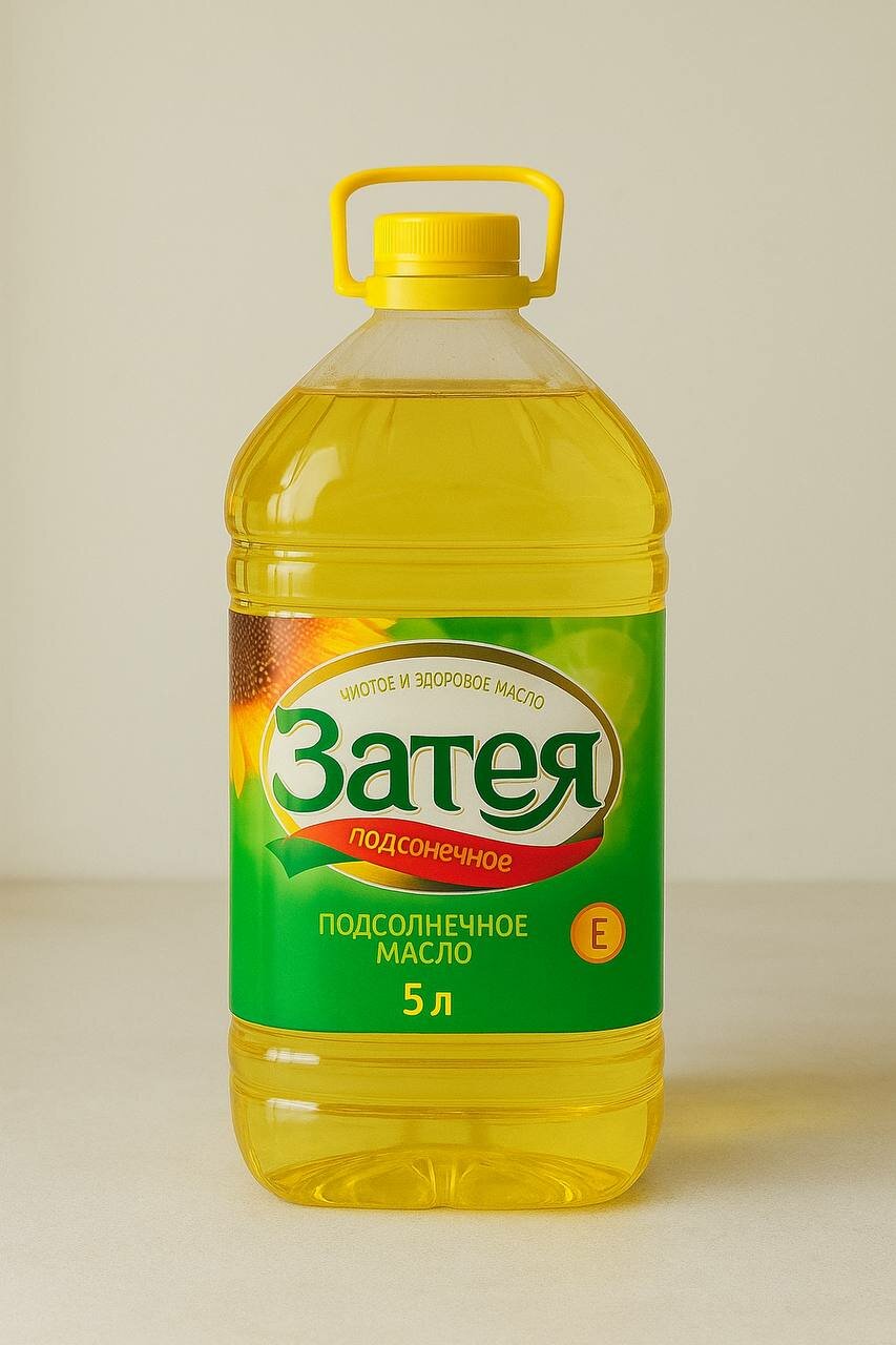 Подсолнечное масло Затея, рафинированное, дезодорированное, 5 л